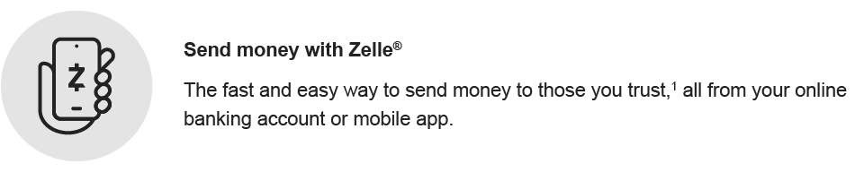Send money with Zelle. The fast and easy way to send money to those you trust, all from your online banking account or mobile app.